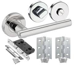 All you need to do is buy one of each in the same brand and with the same mechanism style as long as the two different handles will fit the same rod you should be just fine. Door Handle Set For Bathroom Doors Lock And Polished Stainless Steel Handles Handle King Ireland