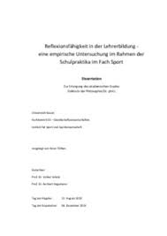 Maybe you would like to learn more about one of these? Reflexionsfahigkeit In Der Lehrerbildung Eine Empirische Untersuchung Im Rahmen Der Schulpraktika Im Fach Sport