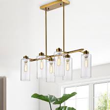 Black and gold modern kitchen island pendant lamp. Brayden Studio Easterbrooks 6 Light Kitchen Island Linear Pendant Reviews Wayfair