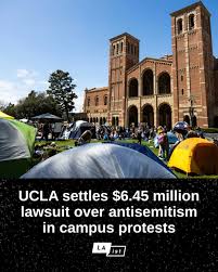 UCLA has agreed to pay $6.45 million to settle a lawsuit over treatment of  Jewish students and a professor during last year's campus protests. What  happened? In spring 2024, UCLA students formed