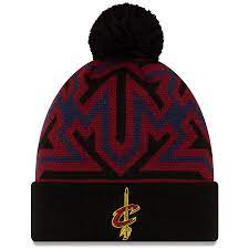 Men S Cleveland Cavaliers New Era Black Wine Big Flake Cuffed Knit Hat With Pom Knitted Hats New Era Knitting
