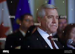 Newfoundland and Labrador Premier Dwight Ball at the swearing-in of his  cabinet of the minority Liberal government, at Government House in St.  Johnâ€™s