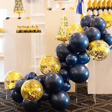 Mini Balloon Garland Navy And Gold Glam Wonderland Eleanorconduit Gold Graduation Party 90th Birthday Decorations Mini Balloons