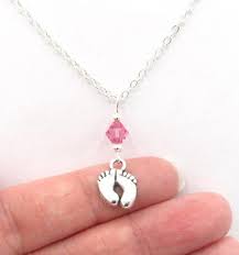 Baby Feet Necklace Choose A Birthstone Baby Feet Jewelry Etsy