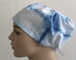 Shibori Hand Dyed Indigo Scrub Cap
