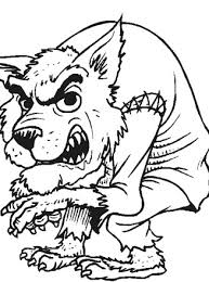 A coloring page of human face changes to werewolf. Werewolf Coloring Page All Kids Network