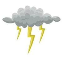 A simple cartoon illustration of a dark cloud with rain and ...