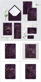 An Elegant Collection Of Eggplant Or Deep Purple And Rose Gold A Beautiful Choice For Purple Wedding Invitations Purple Wedding Theme Gold Wedding Invitations
