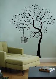 Wall Decal Big Tree Bird W Cage Deco Art Sticker Mural Tree Wall Painting Tree Design On Wall Wall Paint Designs