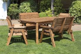 For a comfortable yet chic dining scene outdoors browse our unique collection of garden tables and chairs. 6 Seater Wooden Garden Table Bench And Chair Set Dining Set Wooden Garden Table Garden Dining Set Wooden Garden Furniture