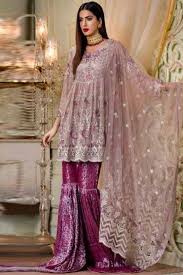 Light Purple Chiffon Sharara Suit Lstv02229 Pakistani Dress Design Pakistani Bridal Dresses Desi Wedding Dresses