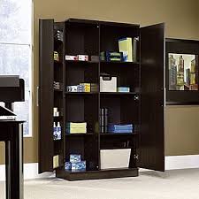 Sauder Home Plus Storage Cabinet With Two Adjustable Shelves Dakota Oak Double Door Storage Cabinet Storage Cabinets Large Storage Cabinets