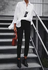 Black And White Pants Outfit Ideas White Blouse Black Pants Office Outfit Idea Fashion Minimalist Fashion Black Skinny Pants