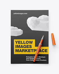 Download Textured A4 Paper W Pen Mockup In Stationery Mockups On Yellow Images Object Mockups PSD Mockup Templates