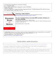 Pdf The Role Of Message Framing In Promoting Mmr Vaccination Evidence Of A Loss Frame Advantage