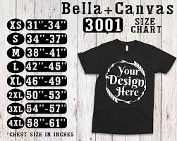 Bella Canvas 3001 Size Chart T Shirt Mockup Flat Lay 5743