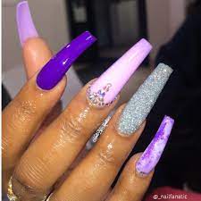 Long coffin nails are classy, and the best nails for you if you need some extra drama. Mommyofaprincess On Twitter Purple Acrylic Nails Purple Nails Long Acrylic Nails