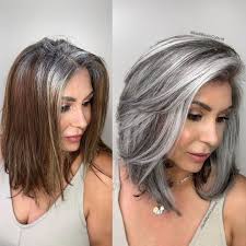 BLENDING & MATCHING GRAY ROOTS 💯Gray, silver, ashy color transformation by  Jack Martin Colorist using Kenra Color 5NUA Perm + 10Vol to create a  beautiful salt and pepper look. ⠀ For the