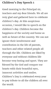 Children's day brings out the best of a. Children S Day Speech