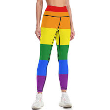 SFNEEWHO Lgbt Lesbian Homosexual Gay Pride Rainbow Colors Women Yoga Print  Wideband Waist Sports Leggings Running Pant 26.24