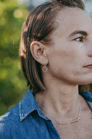 14k Tiny Circle Yellow or White Gold Dangles with Diamond or Sapphire