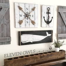 Nautical Art Set 3 Piece Set Rustic Beach House Decor Wooden Nautical Decor Anchor Decor Whale Dec Rustic Beach Decor Whale Decor Rustic Beach House Decor