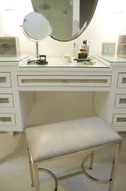 Zoe Feldman Design Waterworks Easton Metal Vinyl Rectangular Stool Custom Vanity Make Up Vanity Vanity Design Custom Bathroom Vanity Beauty Room Vanity