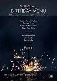 A dinner party template is a valuable way to meet with friends, relatives, colleagues and neighbors at the time of eating. Online Customizable Birthday Menu Templates