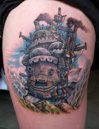 Howl S Moving Castle By Kurt Brown Of Pino Bros Anime Tattoos Tattoos Castle Tattoo