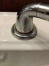 These instructions work for sink faucets in bathrooms and kitchens, as well as bathtubs and showers. Water Leaking From Bathroom Faucet Handle Right Above The Ring Dangerous Damaging Fixable Needs To Be Replaced Plumbing