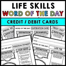 It is similar to a credit card, but unlike a credit card, the money is immediately transferred directly from the cardholder's bank account to pay for the transaction. Life Skills Credit Card Debit Card Banking Vocabulary Word Of The Day