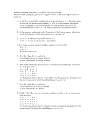 Quantum numbers, electron configurations and orbital diagrams worksheet. Honors Chemistry Worksheet Electronic Structure Of Atoms
