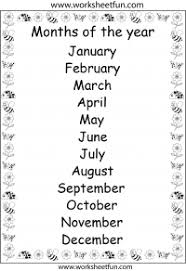 months of the year printable chart and other printables