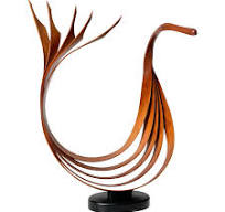 Large Abstract Modern Bent Wood Stylized Bird Sculpture by Eric Tardif