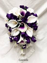 Calla lilies add an element of elegance and sophistication to your wedding, and can be used on their own to create a simple yet striking bouquet or centerpiece. Bridesmaid Bouquet Wedding Flower Bridal Bouquet Regency Lily Of Angeles Wedding Bouquet Purple Silk Flower Bouquet Plum Calla Lily Home Kitchen Handmade Products Guardebem Com