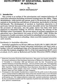 DEVELOPMENT OF EDUCATIONAL MARKETS IN AUSTRALIA