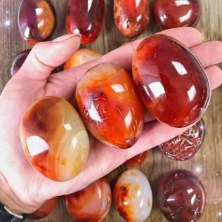 Polished Carnelian Palm Stones, AI generated