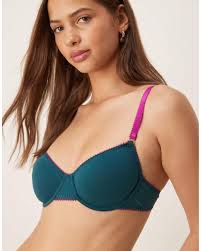 Dora Larsen Freda Cotton Underwired Bra in Blue