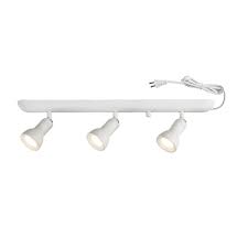 Hampton Bay 1 9 Ft 3 Light White Integrated Led Plug In Track Lighting Kit Fixture 804349 The Home Depot Track Lighting Kits Track Lighting Bedroom Track Lighting