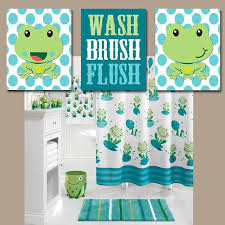 A room (as in a residence) containing a bathtub or shower and usually a washbasin and toilet. Frog Bathroom Wall Art Canvas Or Prints Frogs Child Theme Wash Brush Flush Polka Dots Blue Green Set Of Frog Bathroom Girl Bathroom Decor Boys Bathroom Decor