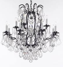 Black Wrought Iron And Crystal Chandelier Wrought Iron Crystal Chandelier Lighting Trimmed With Swarovski Crystal Good For Dining Room Crystal Chandelier Lighting Crystal Chandelier Chandelier Lighting