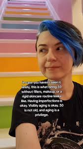 in case you haven't seen it lately, this is what being 30 without fillers,  makeup, or a rigid skincare routine looks like. Having imperfections is  okay. Visibly aging is okay. 30 is not old, and aging ...
