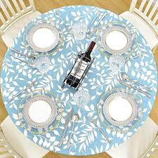 Amazon Com Decormaster Round Fitted Vinyl Tablecloth With Flannel Backing Elastic Edge Waterproof Plasti Vinyl Tablecloth Red Dining Room Plastic Table Covers