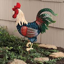 Rooster Metal Garden Stake By Fox River Creations Rooster Garden Lawn Art Yard Art