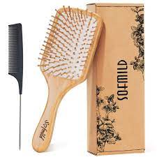Our green brush series of style & detangle brushes use 100% premium natural bamboo pins with a radius tip for extra comfort and are expertly designed to glide smoothly through the hair for a clean even finish. Buy Hair Brush Natural Wooden Bamboo Brush And Detangle Tail Comb Instead Of Brush Cleaner Tool Eco Friendly Paddle Hairbrush For Women Men And Kids Make Thin Long Curly Hair Health And Massage