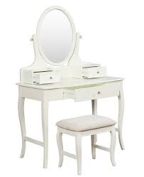 Â enjoysome much needed personal grooming space with this attractive white vanityand stool set.â the vanity features an adjustable mirror generously sizeddrawer. Linon Home Decor April Vanity Set With Bench And Mirror Reviews Home Macy S