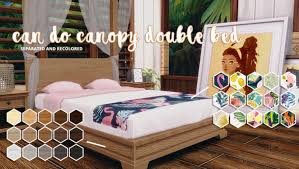 Can Do Canopy Double Bed Sims 4 Bedroom Sims 4 Beds Sims 4 Cc Furniture