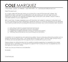 Pe Teacher Cover Letter Sample Cover Letter Templates Examples