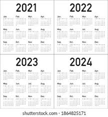 This can be very useful if you are looking for a specific date (when there's a holiday / vacation for example) or maybe you want to know what the week number of a date in 2024 is. Year 2021 2022 2023 2024 Calendar Stock Vector Royalty Free 1864825171