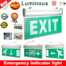 Universal Led Exit Sign Emergency Lighting Safety Indicator Lamp Acrylic Pmmc Ebay